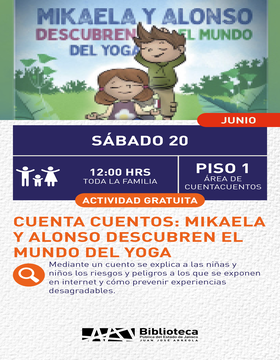 Cartel de Cuenta cuentos: Mikaela y Alonso descubren el mundo del yoga