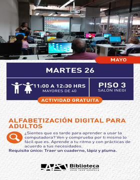 Cartel de Taller de Alfabetización Digital para Adultos