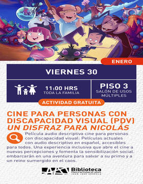 Cartel de Cine para personas con discapacidad visual (PDV): Un disfraz para Nicolás