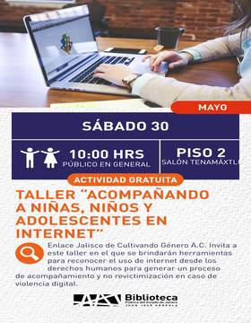 Cartel de Taller “Acompañando a niñas, niños y adolescentes en internet”