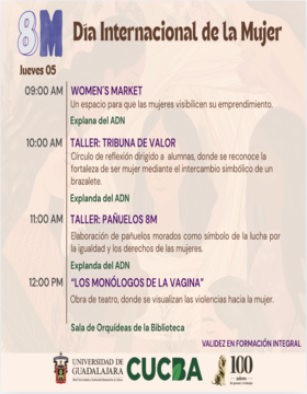 Cartel de 8M, Día Internacional de la Mujer en el CUCBAGDL