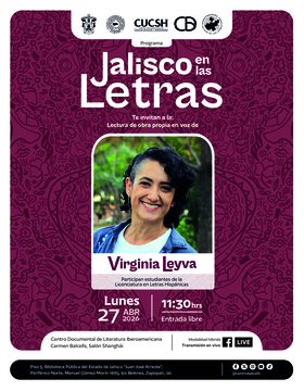Cartel de Lectura de obra propia en voz de Virginia Leyva