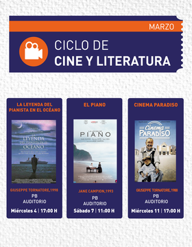 Cartel de Ciclo de Cine y Literatura: La leyenda del pianista en el océano