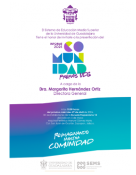 Cartel de Presentación del informe 2025 a cargo de la Dra. Margarita Hernández Ortiz, Directora General del SEMS