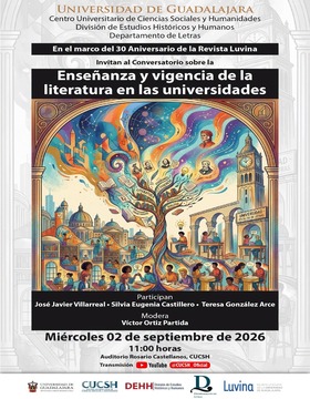 Cartel de Conversatorio sobre la Enseñanza y vigencia de la literatura en las universidades