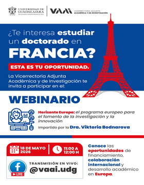 Cartel de Webinario: “Horizonte Europa: el programa europeo para el fomento de la investigación y la innovación”