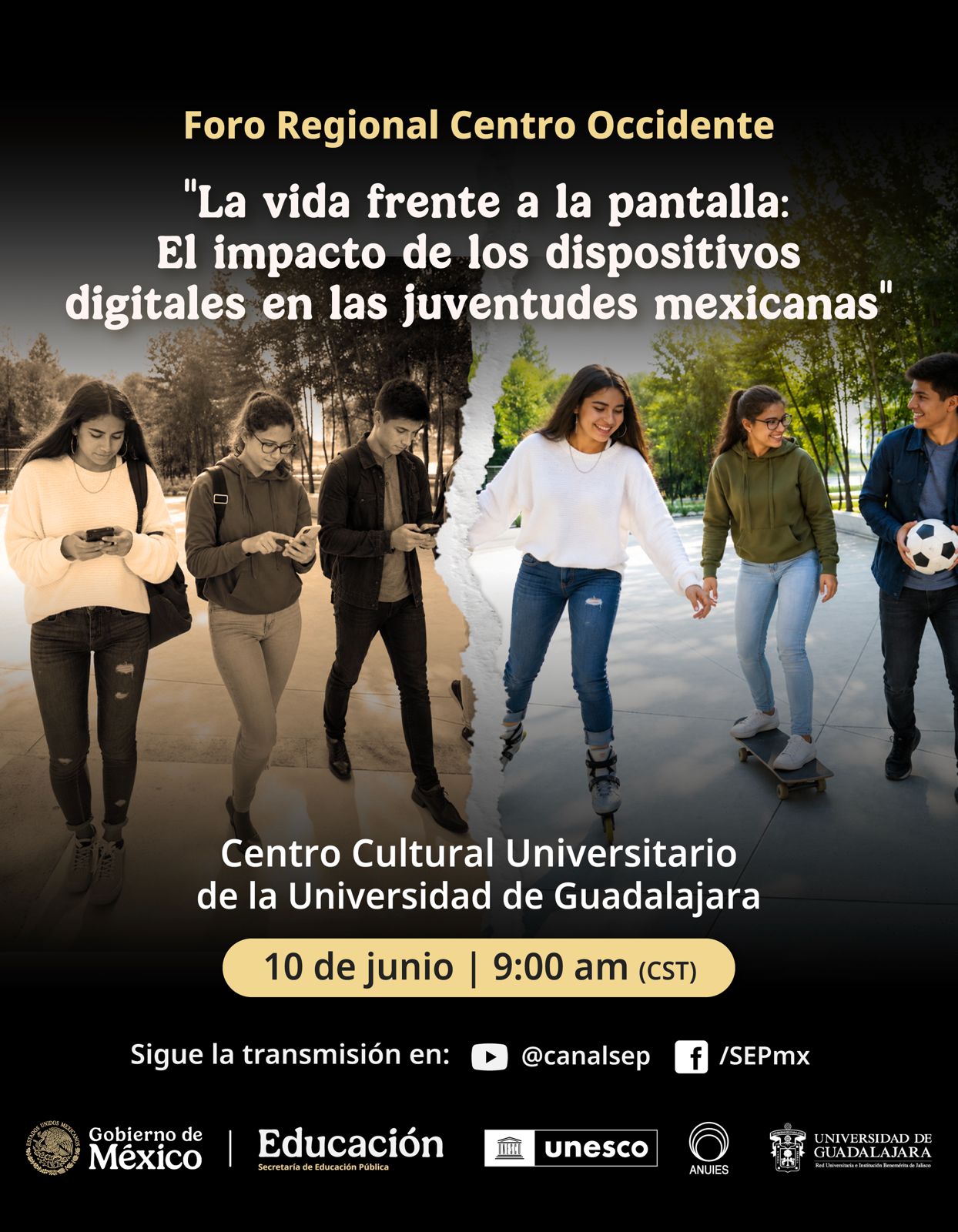 Cartel del Foro Regional Centro Occidente "La vida frente a la pantalla: El impacto de los dispositivos digitales en las juventudes mexicanas"