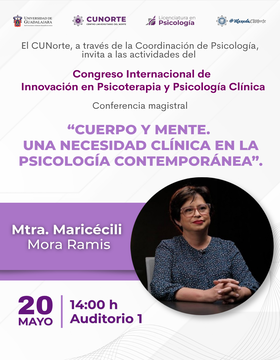 Cartel de Conferencia magistral: “Cuerpo y mente. Una necesidad clínica en la psicología contemporánea”