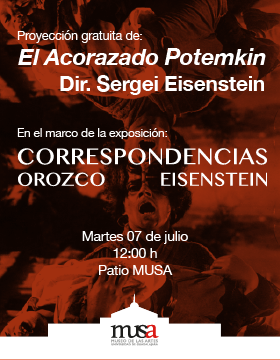 Cartel de Proyección gratuita de El acorazado Potemkin, en el MUSA