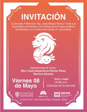 Cartel de Entrega de la Presea al Mérito Universitario "Ing. Jorge Matute Remus"
