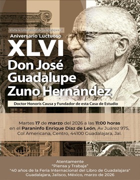 Cartel de Ceremonia del XLVI Aniversario Luctuoso de Don José Guadalupe Zuno Hernández