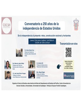 Cartel de Conversatorio a 250 años de la Independencia de Estados Unidos