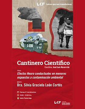 Cartel del Cantinero científico. Título: Efectos Neuro conductuales en menores expuestos a contaminación ambiental