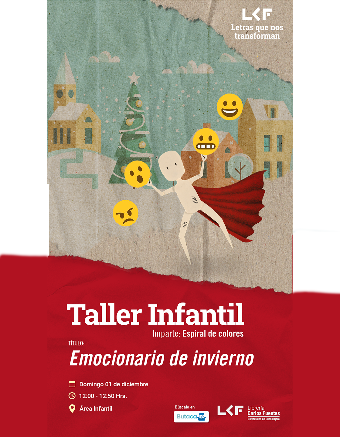 Cartel del Taller infantil. Título: Emocionario de invierno