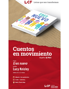 Cartel del Cuentos en movimiento (bebés de 6 a 12 meses). Título: Eres nuevo