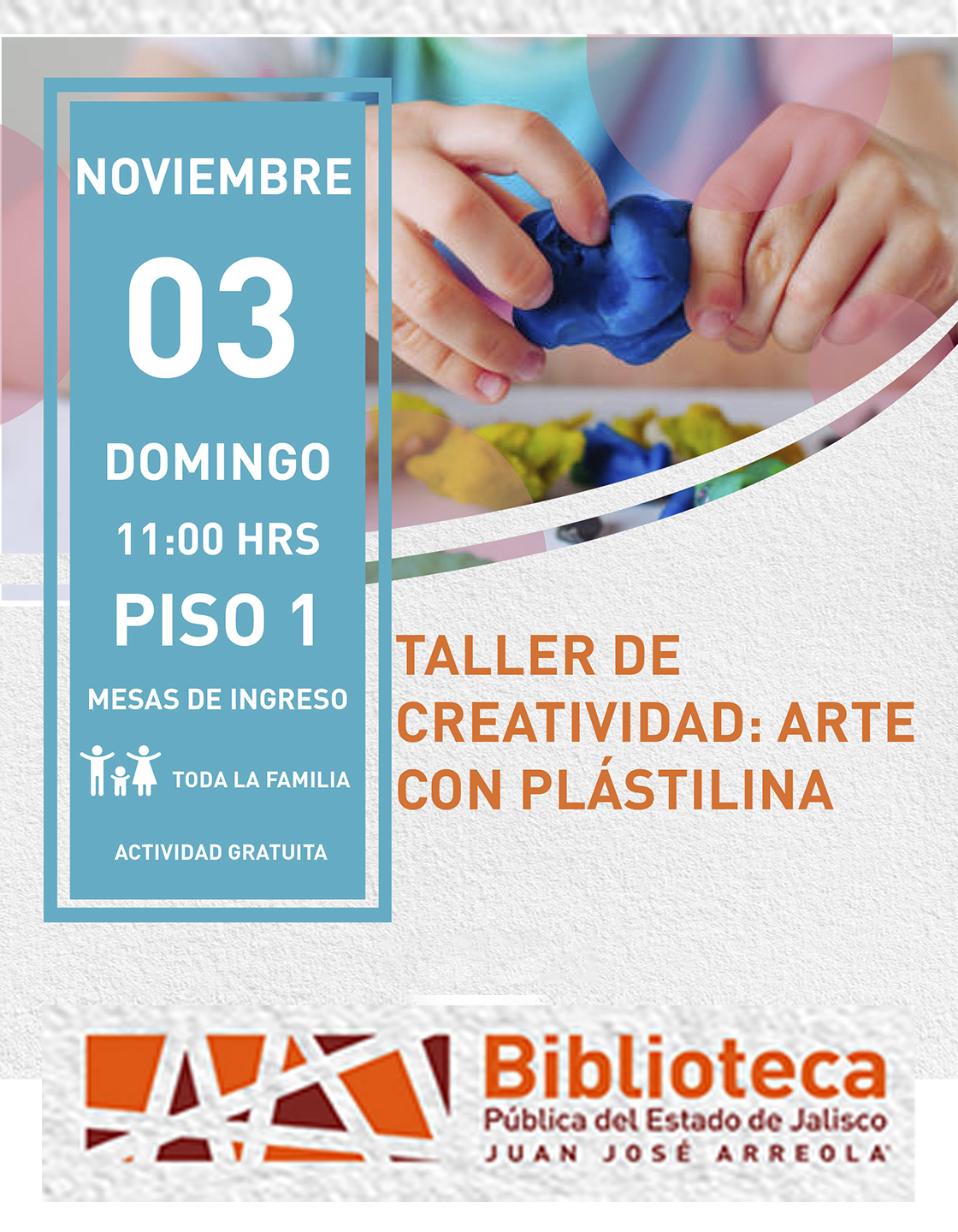 Cartel del Taller de creatividad: Arte con plastilina