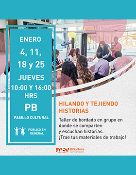 Cartel de Hilando y tejiendo historias