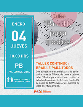 Cartel del Taller continuo: Braille para todos