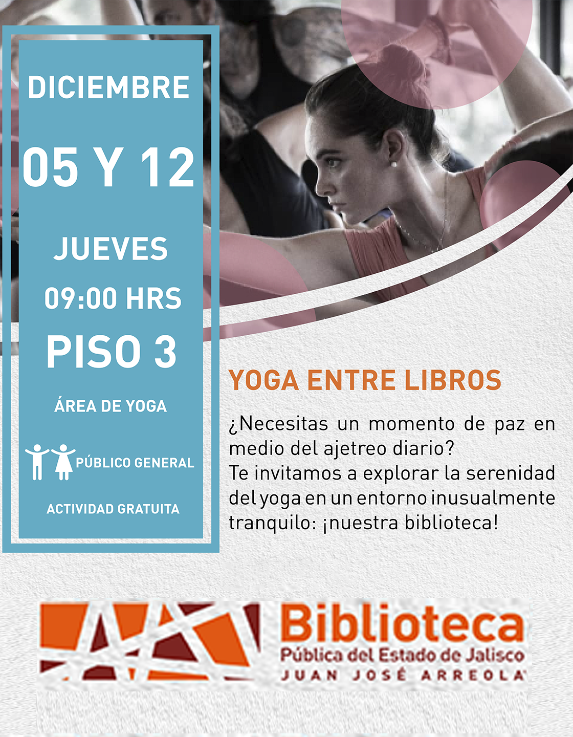Cartel de Yoga entre libros