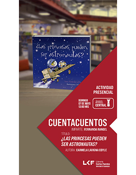 Grafico del Cuentacuentos. Título: ¿Las princesas pueden ser astronautas?