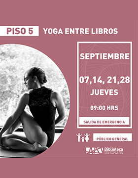 Cartel de Yoga entre libros