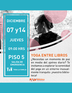 Cartel de Yoga entre libros
