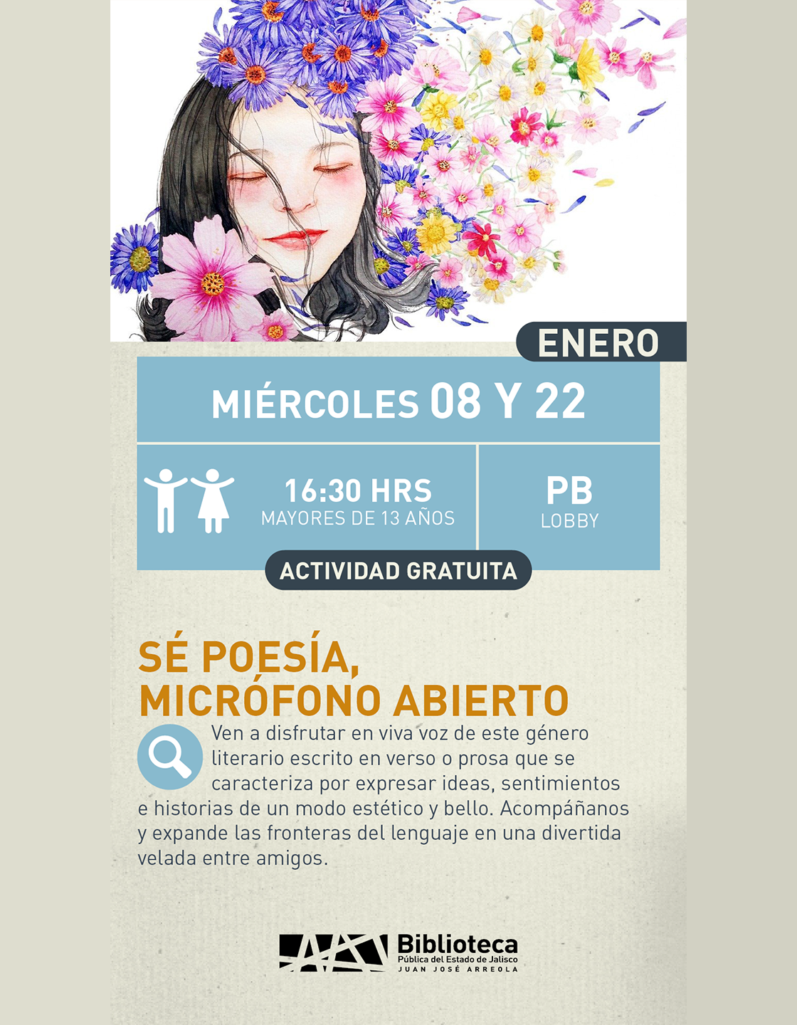 Cartel de Sé poesía, micrófono abierto