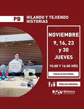 Cartel de Hilando y tejiendo historias