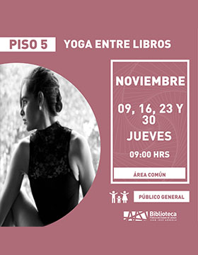 Cartel de Yoga entre libros