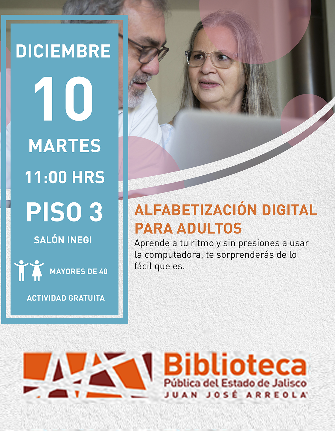 Cartel de Alfabetización digital para adultos