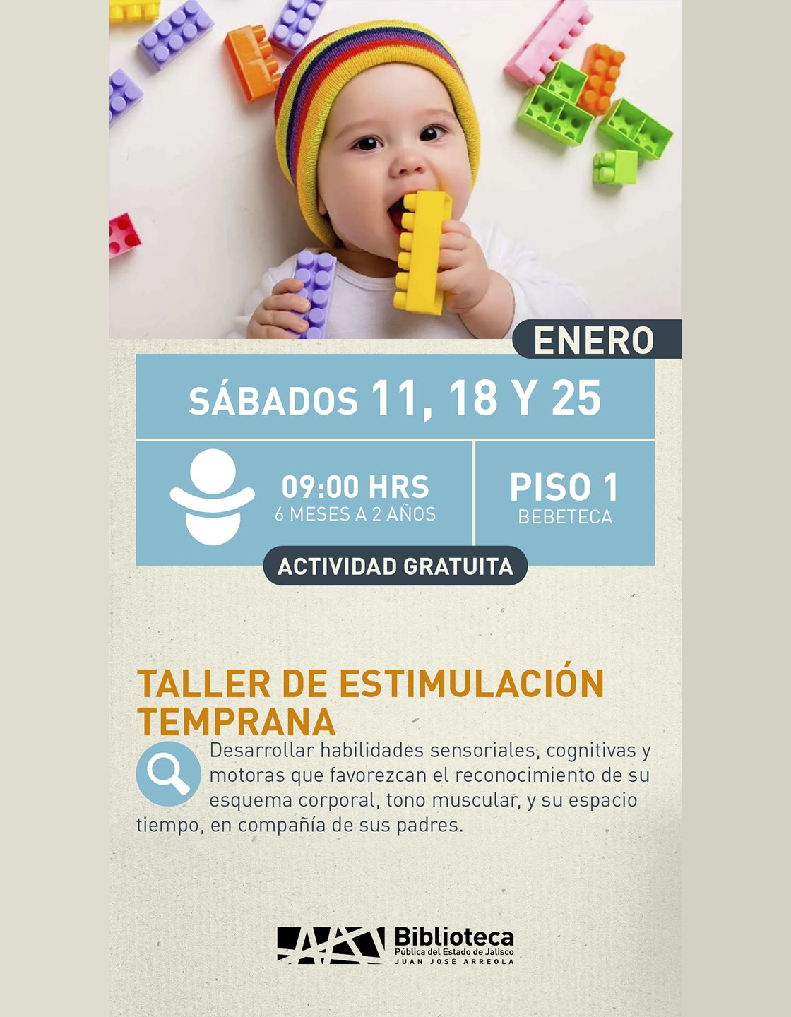 Cartel del Taller de estimulación temprana