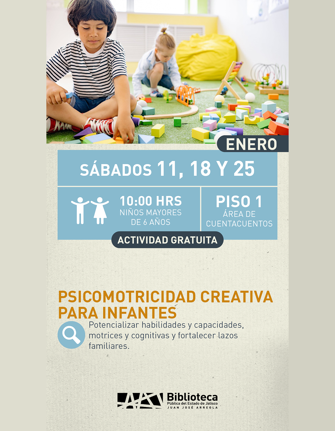 Cartel de Psicomotrocidad creativa para infantes