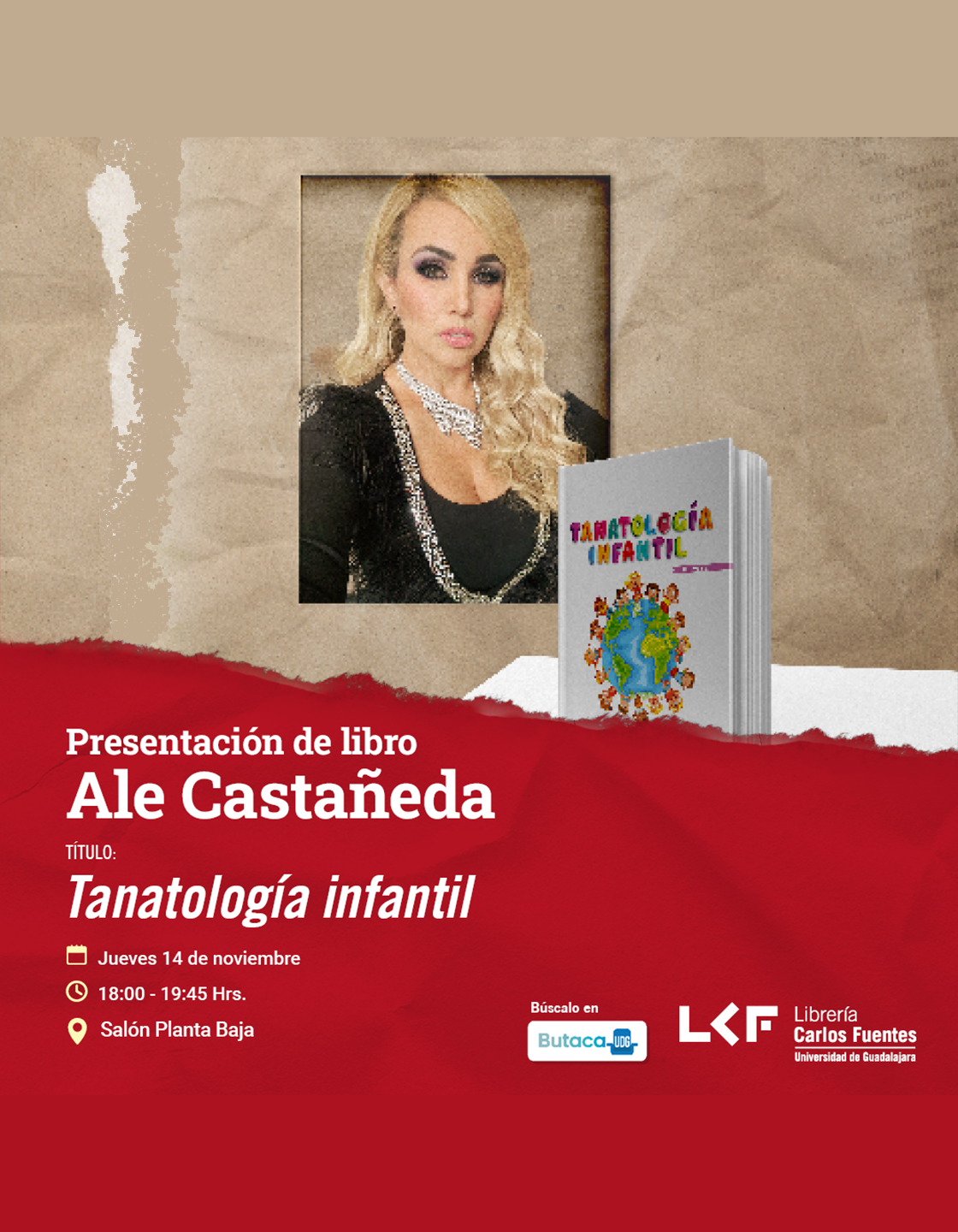 Cartel de la Presentación de libro. Título: Tanatología infantil