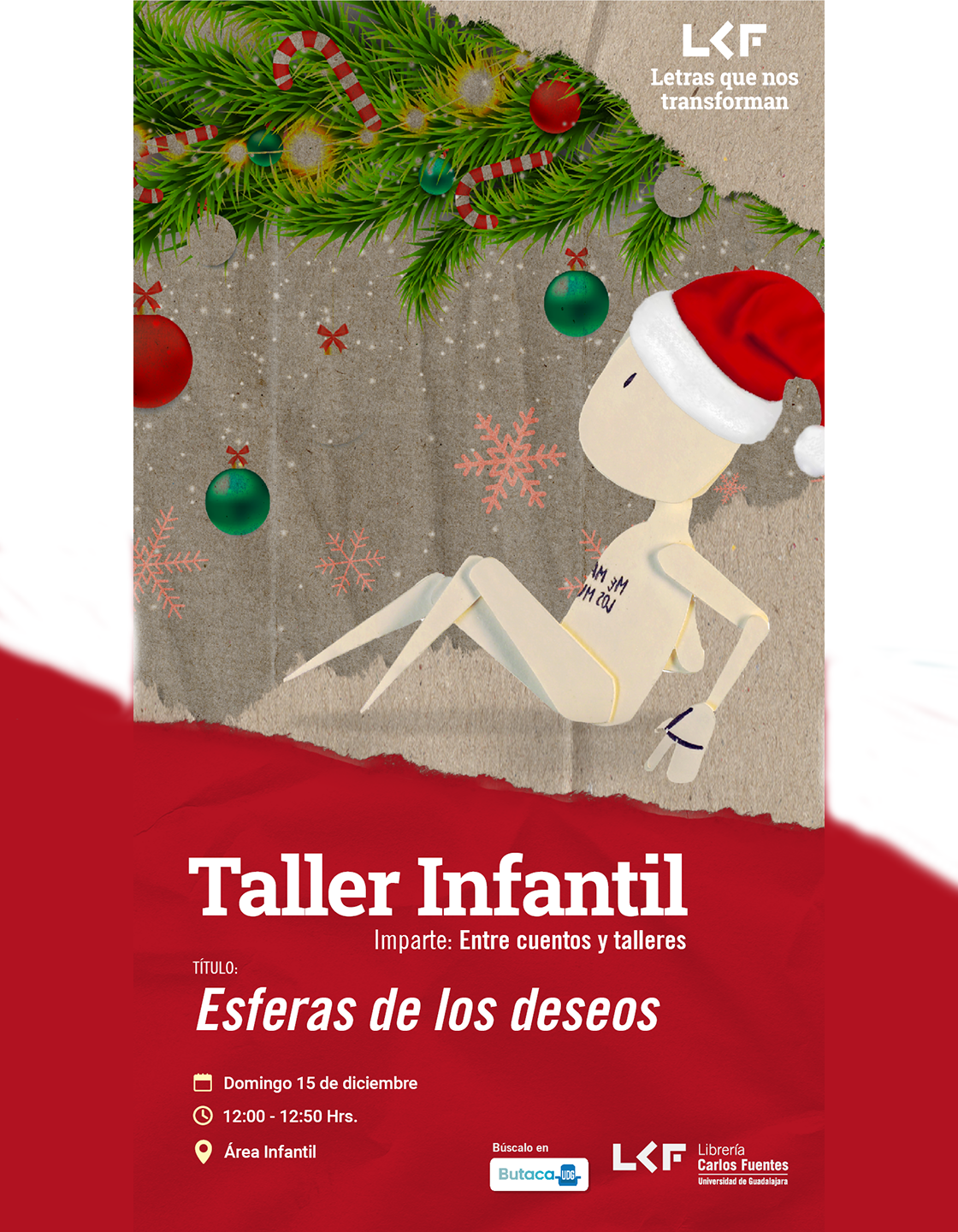 Cartel del Taller infantil. Título: Esferas de los deseos