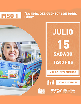 Cartel de “La hora del cuento” con Doris López