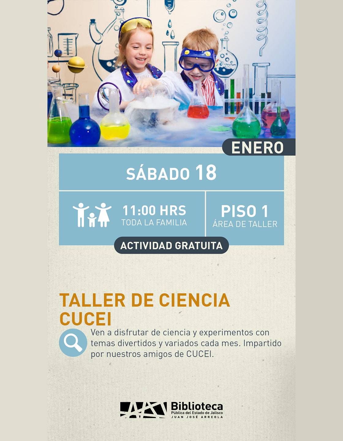 Cartel del Taller de ciencia CUCEI