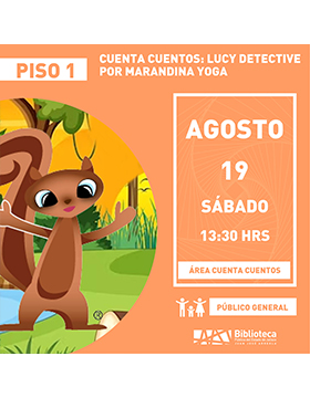 Cartel del Cuenta cuentos: Lucy detective, por Mandarina Yoga