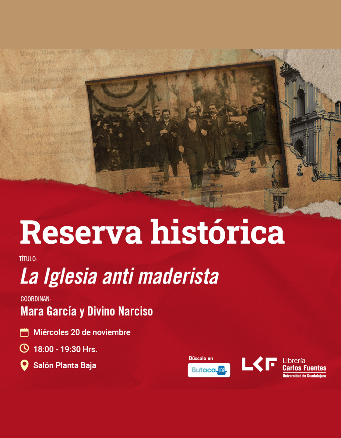 Cartel de Reserva histórica. Título: La Iglesia anti maderista