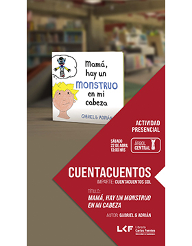 Grafico del Cuentacuentos.  Título: Mamá, hay un monstruo en mi cabeza.