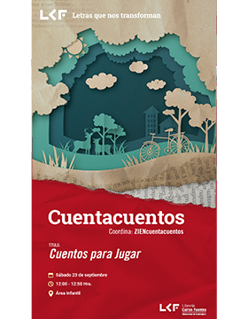 Cartel del Cuentacuentos. Título: “Cuentos para jugar”