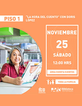 Cartel de “La hora del cuento” con Doris López