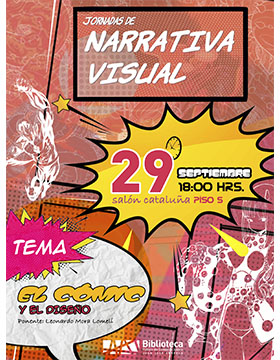 Cartel de las Jornadas de Narrativa Visual. Tema: El cómic y el diseño