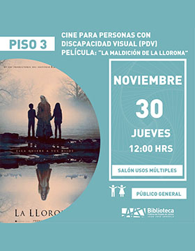 Cartel del Cine para personas con discapacidad visual (PDV). Película: La maldición de la llorona