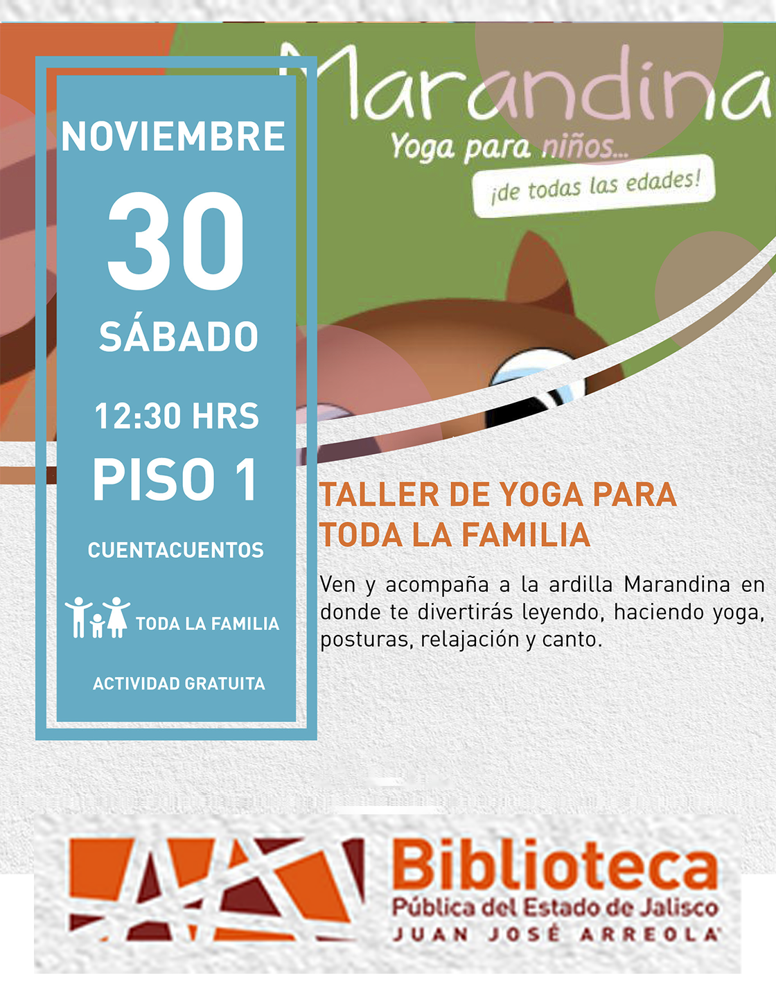 Cartel del Taller de yoga para toda la familia