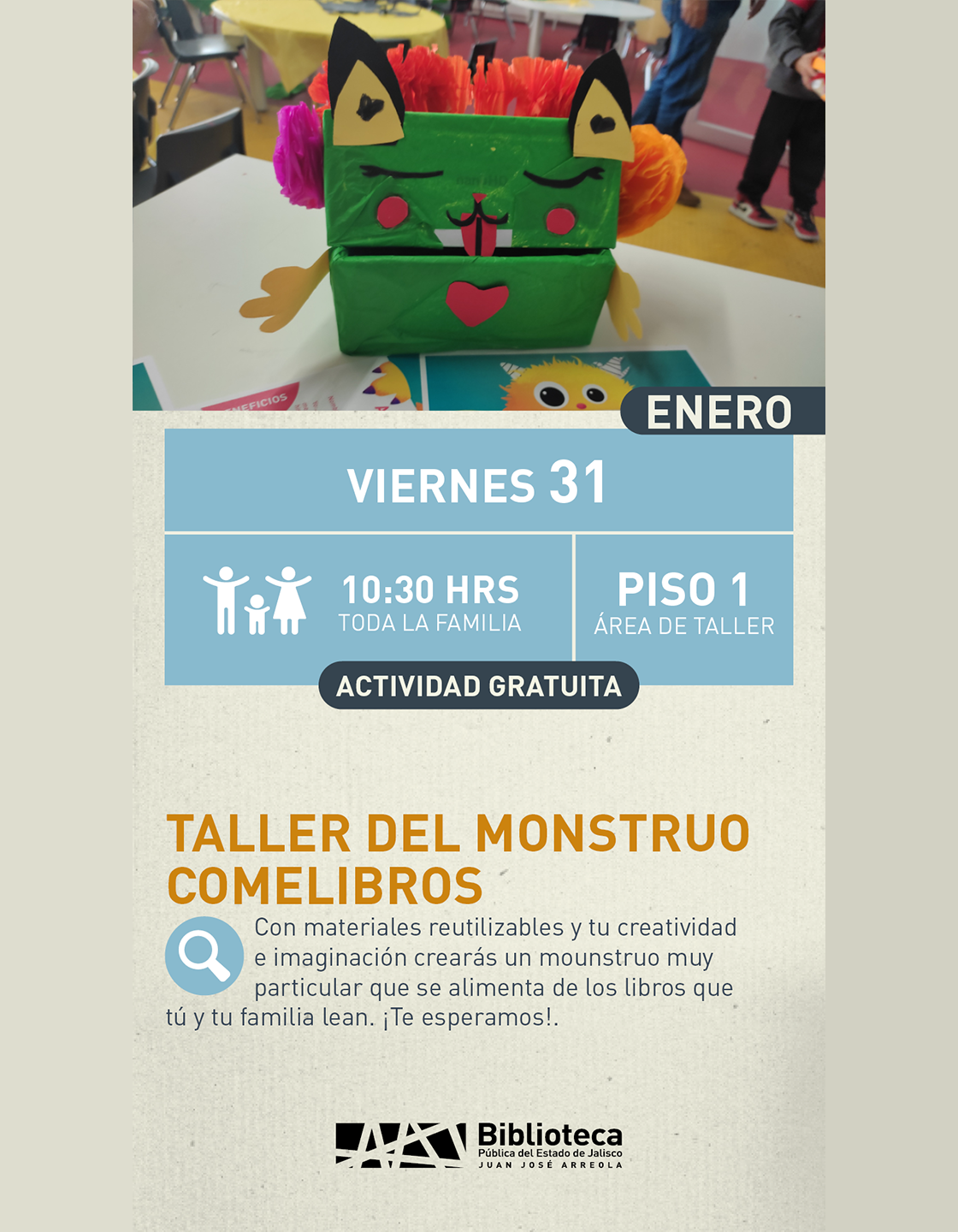 Cartel del Taller del monstruo comelibros