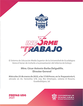 3er. Informe de Trabajo del Mtro. César Antonio Barba Delgadillo, Director General del SEMS