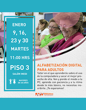 Cartel de Alfabetización digital para adultos