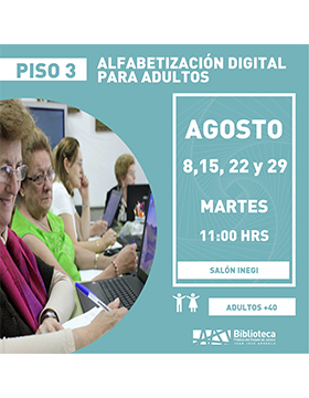 Cartel de Alfabetización digital para adultos