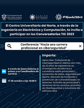 Cartel de la Conferencia: "Hacia una carrera profesional en ciberseguridad"