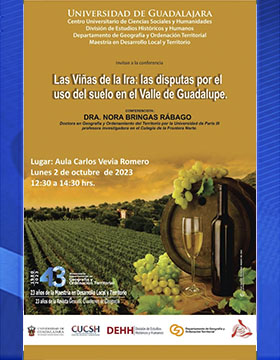Cartel de la Conferencia: Las Viñas de la Ira: las disputas por el uso del suelo en el Valle de Guadalupe